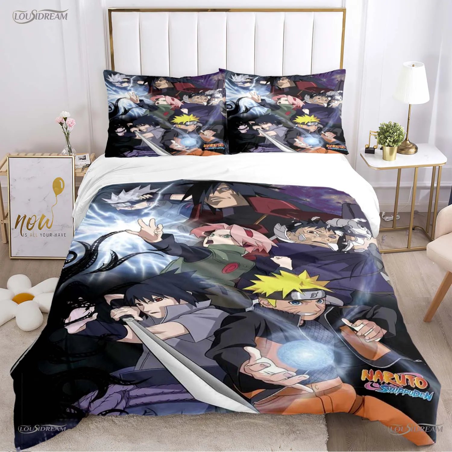 Bandai Naruto Cartoon Anime All Season Duvet Cover Comforter Beding Sets Soft Quilt Cover and Pillowcas Single/Double/Queen/King