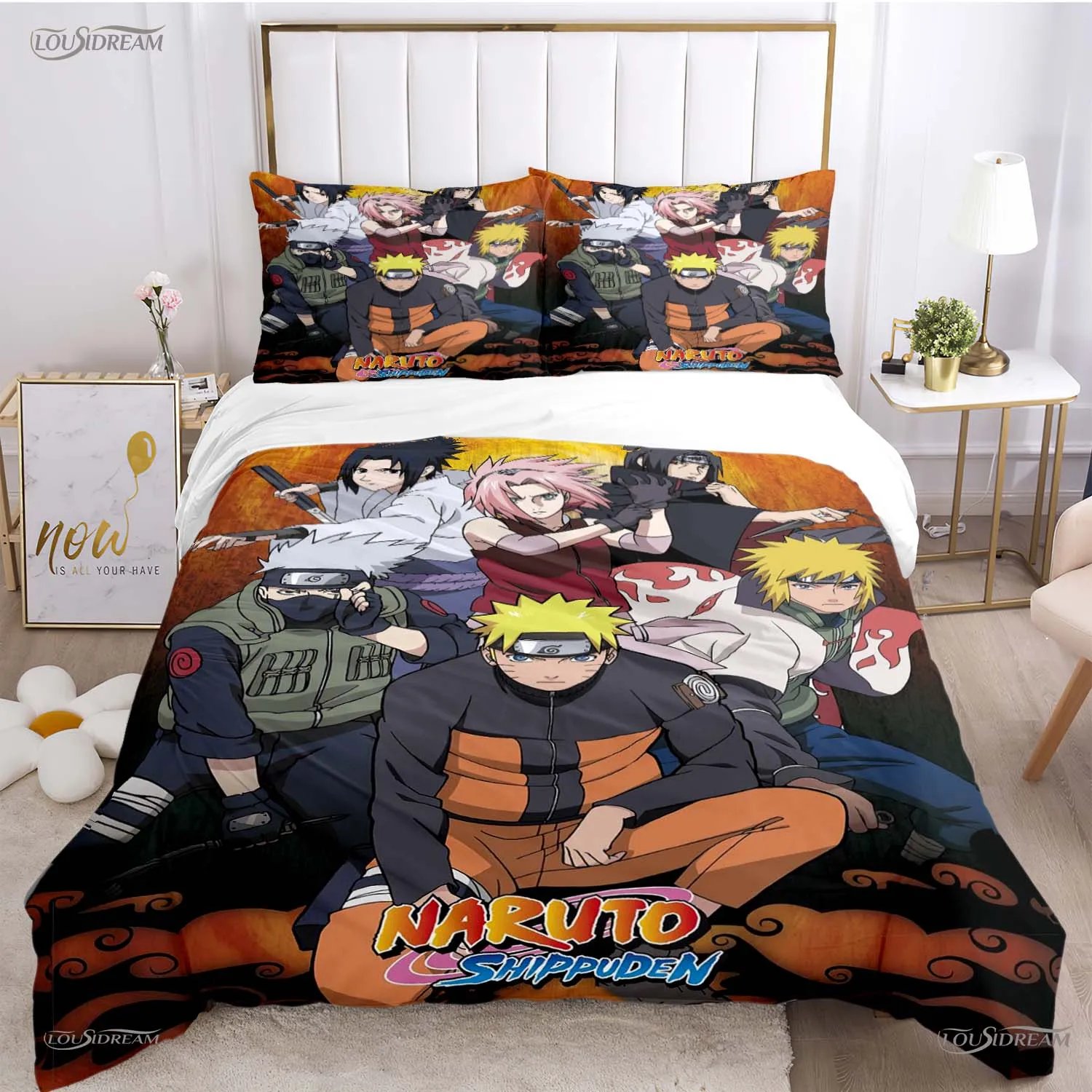 Bandai Naruto Cartoon Anime All Season Duvet Cover Comforter Beding Sets Soft Quilt Cover and Pillowcas Single/Double/Queen/King