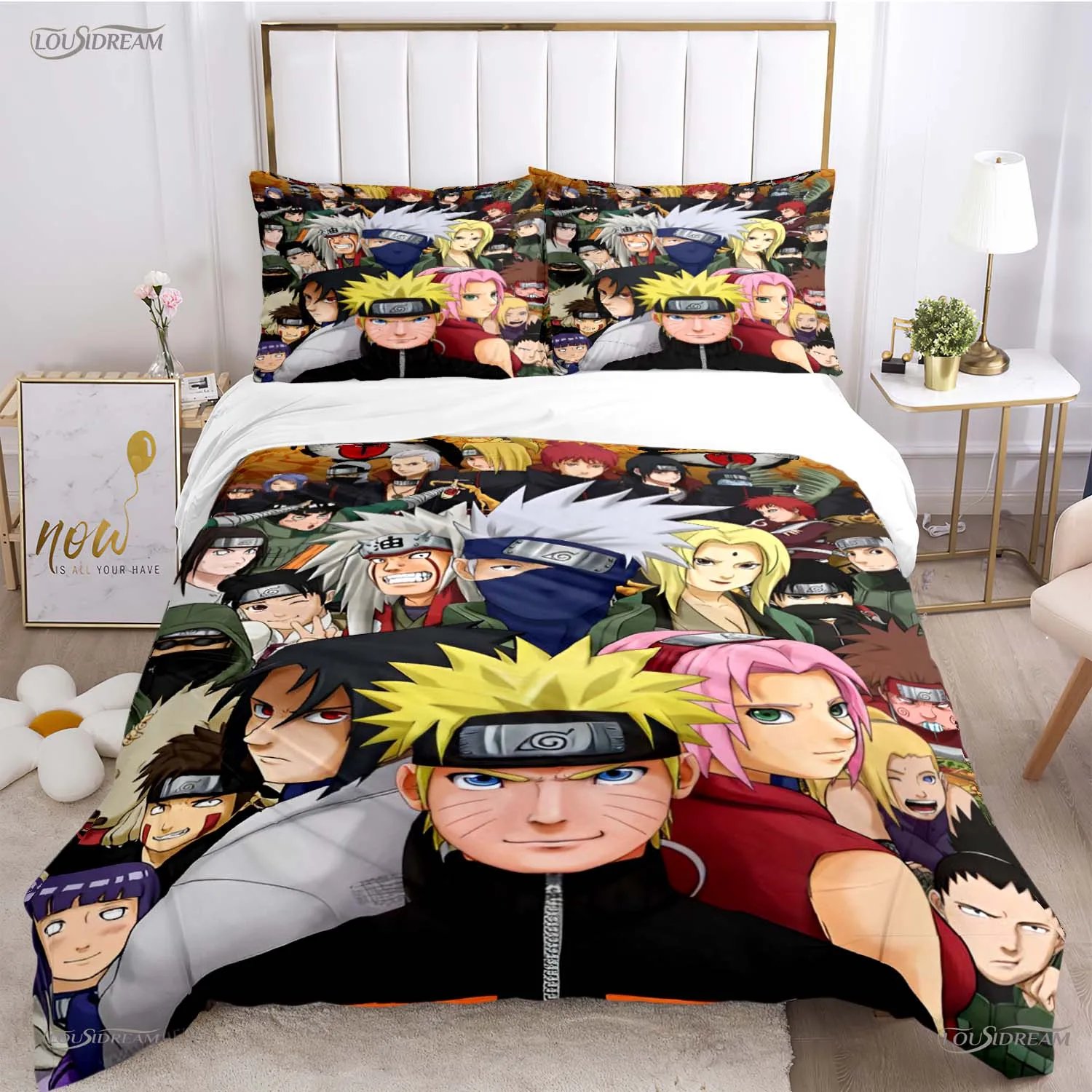 Bandai Naruto Cartoon Anime All Season Duvet Cover Comforter Beding Sets Soft Quilt Cover and Pillowcas Single/Double/Queen/King